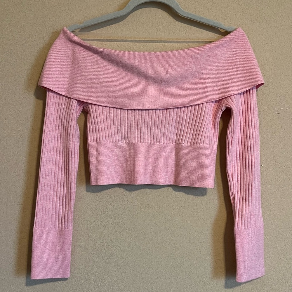 Pink off the shoulder sweater